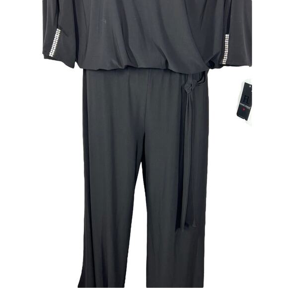 Frank Lyman Design NWT Black Jewel Sleeve Belted Jumpsuit Size 16 - Picture 6 of 16